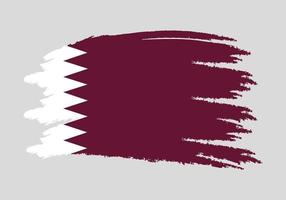 brosse peinte drapeau du qatar illustration de style dessiné à la main avec un effet grunge et aquarelle. vecteur