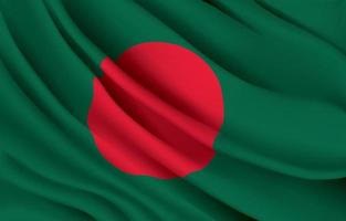 drapeau national du bangladesh agitant une illustration vectorielle réaliste vecteur