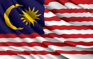 drapeau national malaisie agitant illustration vectorielle réaliste vecteur