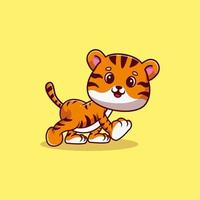 mignon tigre mascotte illustration dessin animé vecteur premium