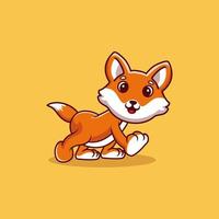 mignon renard mascotte illustration dessin animé vecteur premium