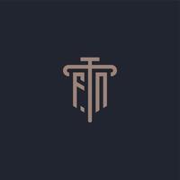 monogramme de logo initial fn avec vecteur de conception d'icône de pilier