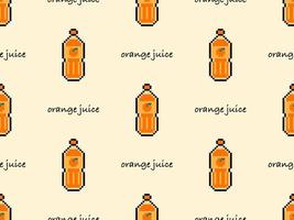 modèle sans couture de personnage de dessin animé de jus d'orange sur fond orange. style pixel.. vecteur