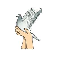 conception d'illustration vectorielle pigeon et main vecteur