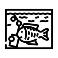 aquarium avec illustration vectorielle d'icône de ligne de poisson vecteur