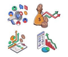ensemble d'icônes pour les affaires et le marketing numérique vecteur