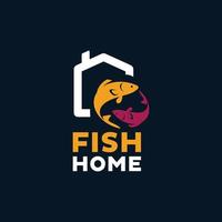 logo de poisson à la maison vecteur