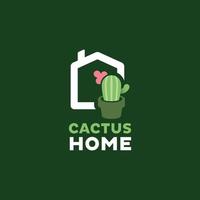 logo de cactus à la maison vecteur