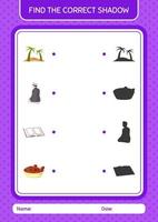 trouvez le bon jeu d'ombres avec l'icône du ramadan. feuille de travail pour les enfants d'âge préscolaire, feuille d'activité pour enfants vecteur