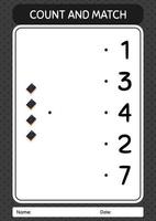 comptez et faites correspondre le jeu avec le coran. feuille de travail pour les enfants d'âge préscolaire, feuille d'activité pour enfants vecteur