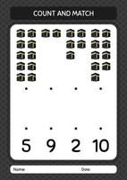 comptez et faites correspondre le jeu avec kaaba. feuille de travail pour les enfants d'âge préscolaire, feuille d'activité pour enfants vecteur