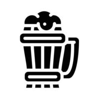 bière tasse glyphe icône vecteur illustration noire
