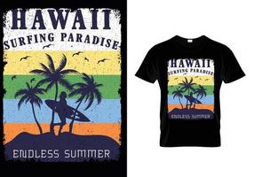 t-shirt hawaii paradis du surf été sans fin vecteur