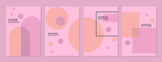 ensemble de motifs de couverture rose pastel à la mode et minimalistes. fond avec des éléments de forme. couverture de page de catalogue vecteur