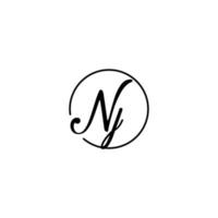 nj cercle logo initial meilleur pour la beauté et la mode dans un concept féminin audacieux vecteur