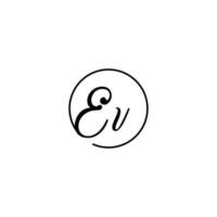 ev cercle logo initial meilleur pour la beauté et la mode dans un concept féminin audacieux vecteur