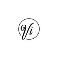 logo initial du cercle vi idéal pour la beauté et la mode dans un concept féminin audacieux vecteur