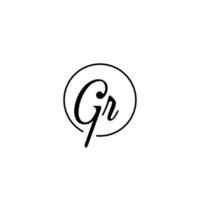 gr cercle logo initial meilleur pour la beauté et la mode dans un concept féminin audacieux vecteur