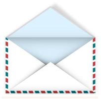 enveloppe de courrier ouverte vide détaillée réaliste. envoi de correspondance, courrier professionnel. alerte client. vecteur isolé sur fond blanc