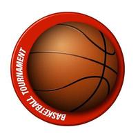 ballon de basket réaliste avec un anneau autour. logo pour le championnat, compétition de basket-ball. sports d'équipe, mode de vie actif. vecteur isolé sur fond blanc
