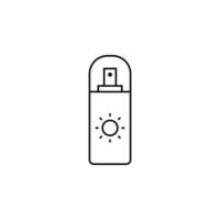 crème solaire, crème solaire, lotion, modèle de logo d'illustration vectorielle d'icône de ligne mince d'été. adapté à de nombreuses fins. vecteur