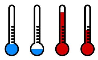 thermomètre à haute et basse température. style bande dessinée. vecteur isolé sur fond blanc