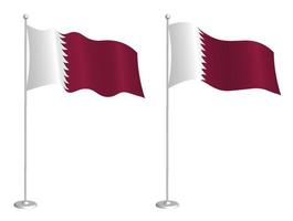 drapeau du qatar sur mât agitant au vent. élément de conception de vacances. point de contrôle pour les symboles cartographiques. vecteur isolé sur fond blanc