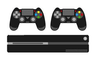 console de jeu avec un ensemble de joysticks sans fil dans un style plat. contrôleur de jeu vidéo vecteur isolé sur fond blanc