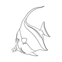 poissons d'aquarium marin. dessin linéaire d'enfants à colorier. vecteur sur blanc