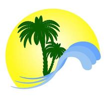 palm beach vacances mer vagues logo modèle vectoriel