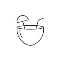 boisson à la noix de coco, modèle de logo d'illustration vectorielle d'icône de ligne mince de jus. adapté à de nombreuses fins. vecteur