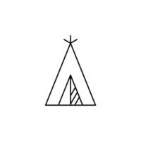 camp, tente, camping, modèle de logo d'illustration vectorielle d'icône de fine ligne de voyage. adapté à de nombreuses fins. vecteur