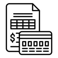 icône de ligne de paiement de facture vecteur