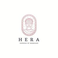 hera l'ancienne reine grecque des dieux et la déesse du mariage logo icône modèle de conception vecteur plat