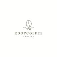 café avec racine logo icône modèle de conception vecteur plat