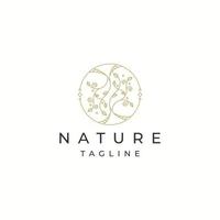 nature luxueuse, feuille, arbre ou fleur logo botanique icône modèle de conception vecteur plat