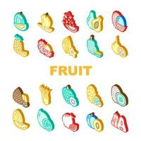 icônes de nourriture délicieuse de fruits tropicaux set vector