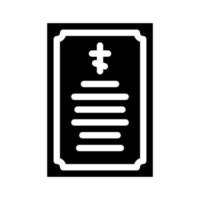carte de prière icône glyphe noir illustration vectorielle vecteur