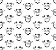 modèle sans couture de dessin animé de doodle avec des vaches. vecteur