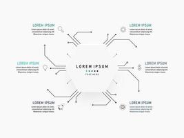 modèle de conception d'étiquettes infographiques vectorielles avec icônes et 6 options ou étapes. peut être utilisé pour le diagramme de processus, les présentations, la mise en page du flux de travail, la bannière, l'organigramme, le graphique d'informations. vecteur