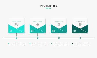 modèle de conception d'étiquettes infographiques vectorielles avec icônes et 4 options ou étapes. peut être utilisé pour le diagramme de processus, les présentations, la mise en page du flux de travail, la bannière, l'organigramme, le graphique d'informations. vecteur