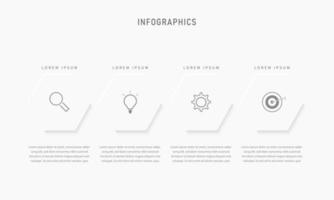 modèle de conception d'étiquettes infographiques vectorielles avec icônes et 4 options ou étapes. peut être utilisé pour le diagramme de processus, les présentations, la mise en page du flux de travail, la bannière, l'organigramme, le graphique d'informations. vecteur