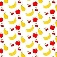 motif de fruits pomme, poire, banane, cerise. illustration vectorielle. vecteur