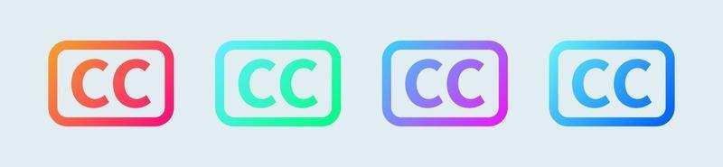 icône de sous-titrage codé en dégradé de couleurs. illustration vectorielle.