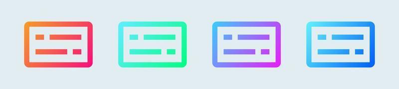 icône de vecteur de sous-titre en dégradé de couleurs. illustration vectorielle.