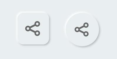 partager des icônes de ligne définies dans un style de conception néomorphe. connexion, partage de données, symbole de lien, partage réseau, ensemble de boutons d'icône de partage. vecteur
