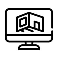 illustration vectorielle de l'icône de la ligne du programme informatique de la salle de conception vecteur