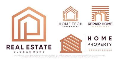 ensemble d'inspiration de conception de logo immobilier pour les entreprises avec un vecteur premium de concept moderne créatif