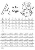 alphabet anglais de noël et page de coloriage simple pour les enfants d'âge préscolaire. vecteur