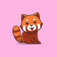 illustration d'icône de dessin animé bébé panda rouge vecteur